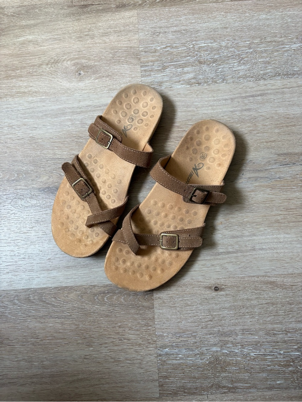 Womens Brown Adjustable Strap Sandals